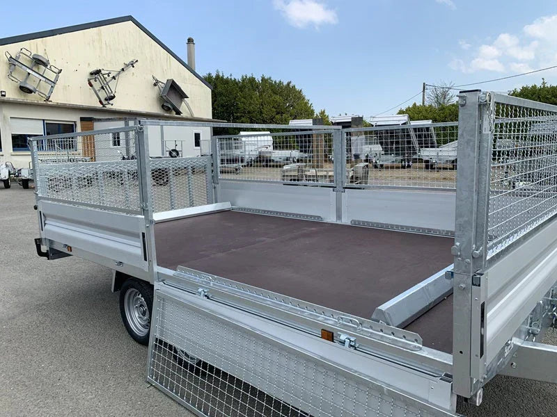 Remorque plateau LIDER à roues – PTAC : 3 500 kg – 2 essieux freinés – 506 x 215 cm
