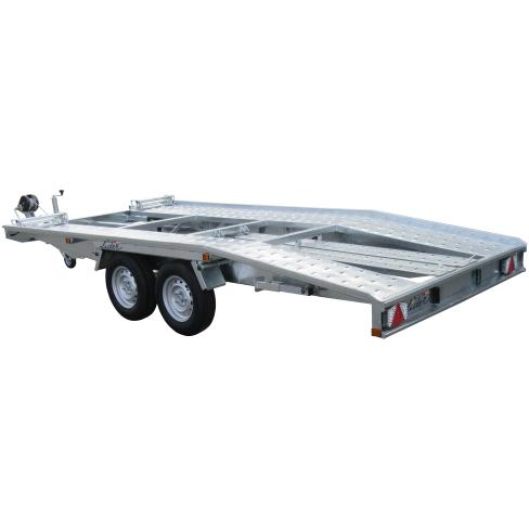 Remorque porte-voiture Lider 39790 – 2 essieux, PTAC 2700 kg, 450×203 cm, 2 rampes + treuil + béquilles