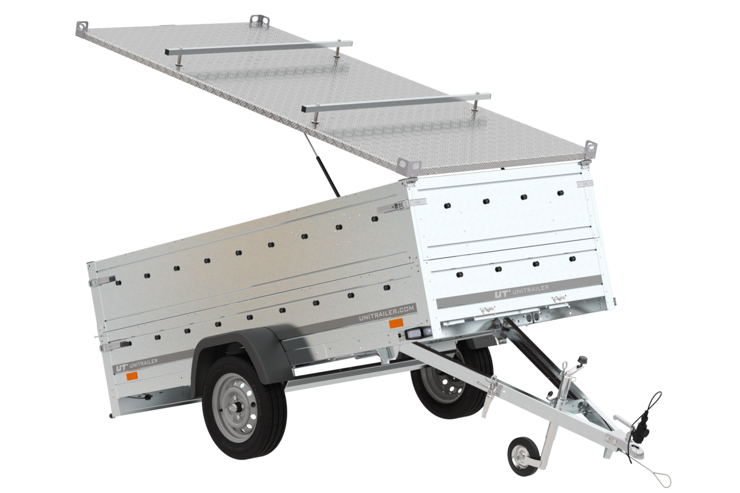 Reboque leve com lona Garden Trailer 264 KIPP, laterais duplas e roda jockey