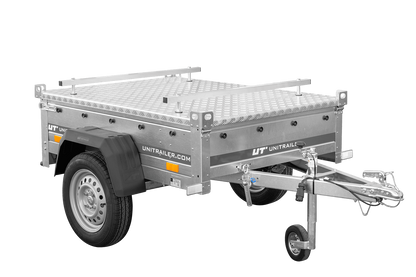 Reboque de um eixo 750 kg PTAC 150x106 Garden Trailer 150 KIPP com cobertura de alumínio