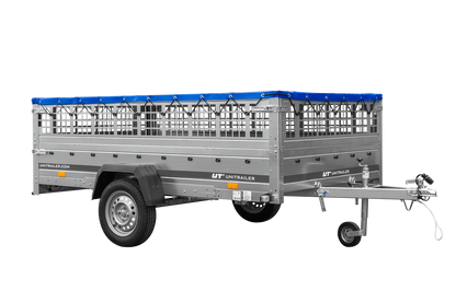 Remorque légère 264x150 UNITRAILER GARDEN 265 KIPP avec ridelles grillagées, châssis H-0 et bâche bleue