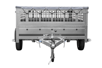 Reboque leve 264x150 UNITRAILER GARDEN 265 KIPP com taipais em rede, chassis H-0 e lona cinzenta