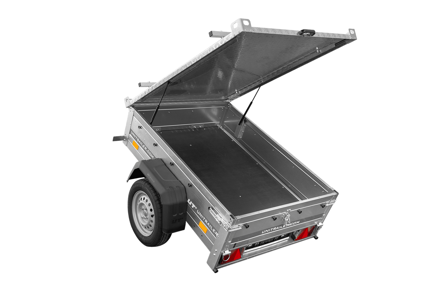 Reboque de um eixo 750 kg PTAC 150x106 Garden Trailer 150 KIPP com cobertura de alumínio