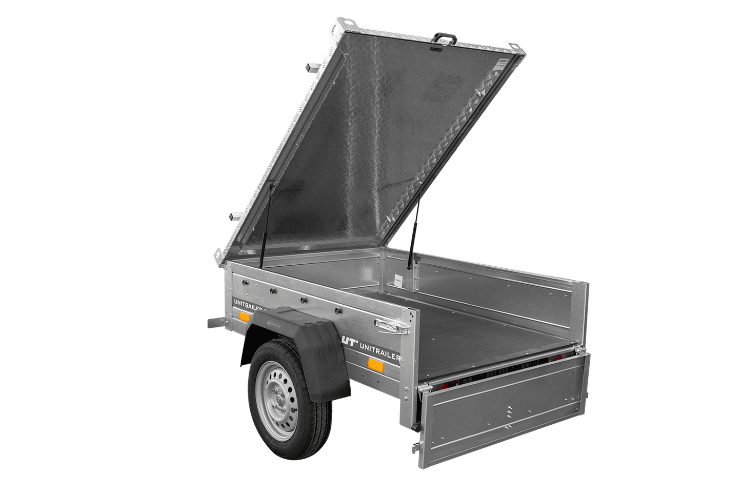 Reboque de um eixo 750 kg PTAC 150x106 Garden Trailer 150 KIPP com cobertura de alumínio