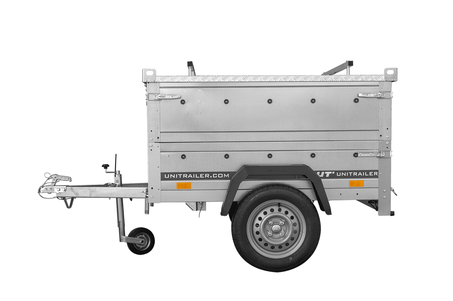 Atrelado de um eixo 150x106 UNITRAILER GARDEN 150 KIPP com taipais, taipais adicionais e capota de alumínio