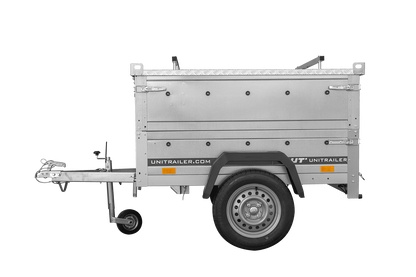Atrelado de um eixo 150x106 UNITRAILER GARDEN 150 KIPP com taipais, taipais adicionais e capota de alumínio