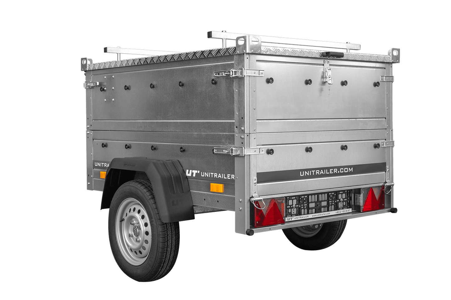 Atrelado de um eixo 150x106 UNITRAILER GARDEN 150 KIPP com taipais, taipais adicionais e capota de alumínio