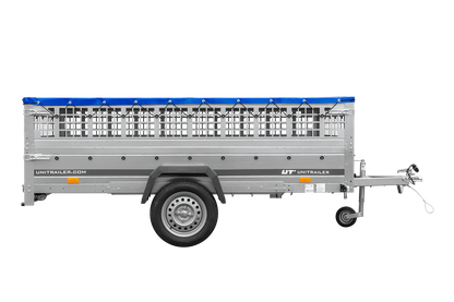 Remorque légère 264x150 UNITRAILER GARDEN 265 KIPP avec ridelles grillagées, châssis H-0 et bâche bleue