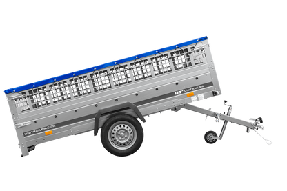 Remorque légère 264x150 UNITRAILER GARDEN 265 KIPP avec ridelles grillagées, châssis H-0 et bâche bleue