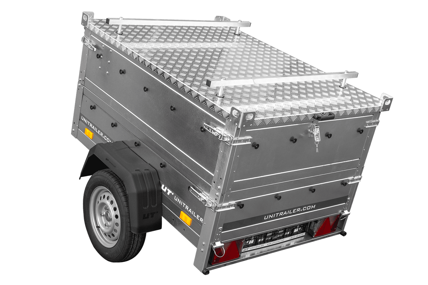 Atrelado de um eixo 150x106 UNITRAILER GARDEN 150 KIPP com taipais, taipais adicionais e capota de alumínio