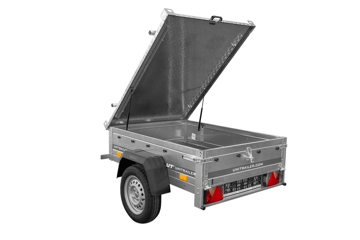 Reboque de um eixo 750 kg PTAC 150x106 Garden Trailer 150 KIPP com cobertura de alumínio