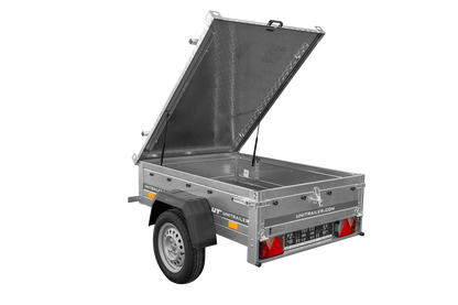 Reboque de um eixo 750 kg PTAC 150x106 Garden Trailer 150 KIPP com cobertura de alumínio