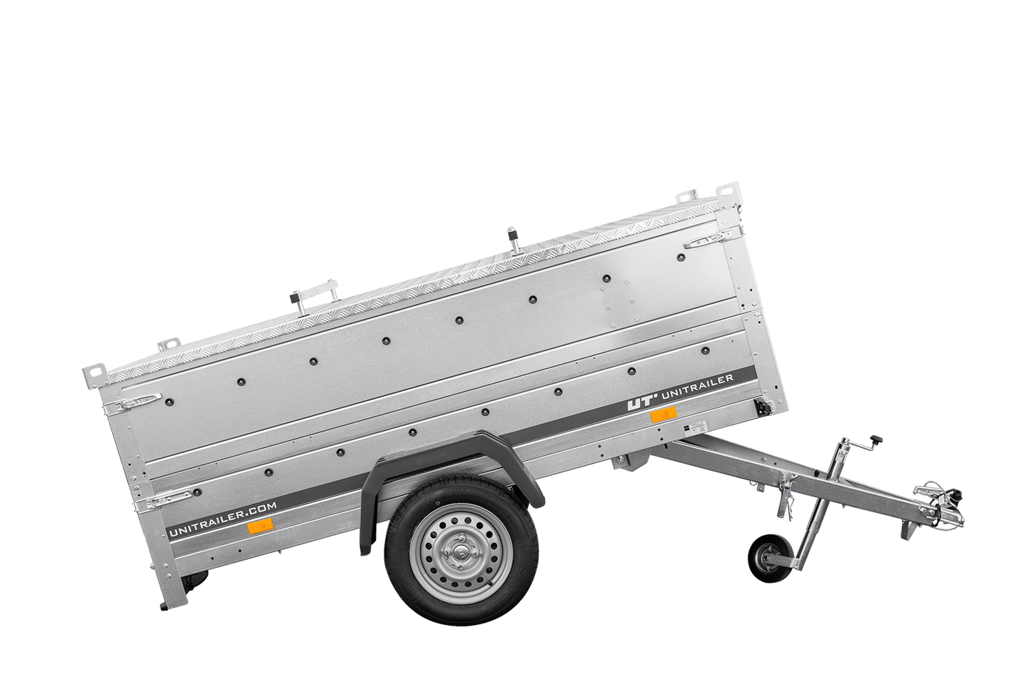 Reboque de um eixo 230x125 UNITRAILER GARDEN 230 KIPP com laterais duplas e lona de alumínio