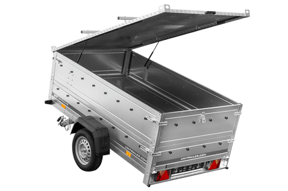 Reboque de um eixo 230x125 UNITRAILER GARDEN 230 KIPP com laterais duplas e lona de alumínio