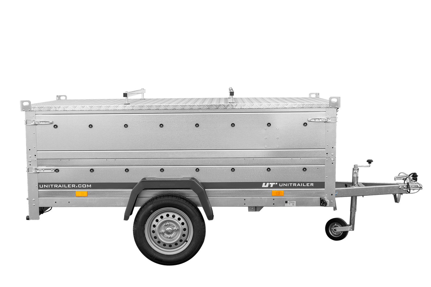 Reboque de um eixo 230x125 UNITRAILER GARDEN 230 KIPP com laterais duplas e lona de alumínio