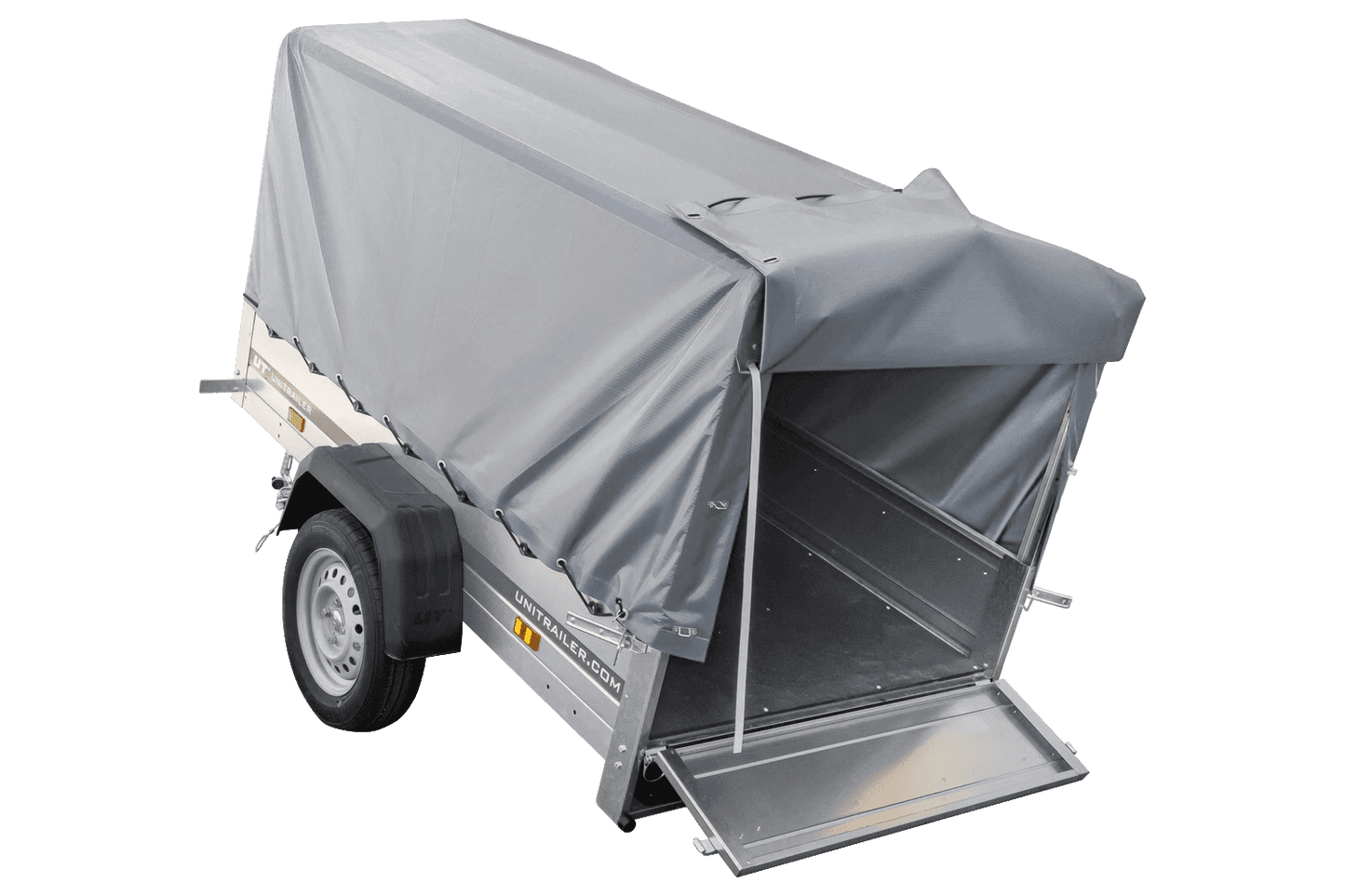 Reboque automóvel Garden Trailer 200 KIPP 200 x 106 cm com lona alta, arco e roda jockey PTAC 500 kg