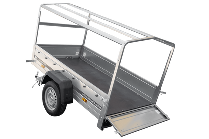 Reboque automóvel Garden Trailer 200 KIPP 200 x 106 cm com lona alta, arco e roda jockey PTAC 500 kg