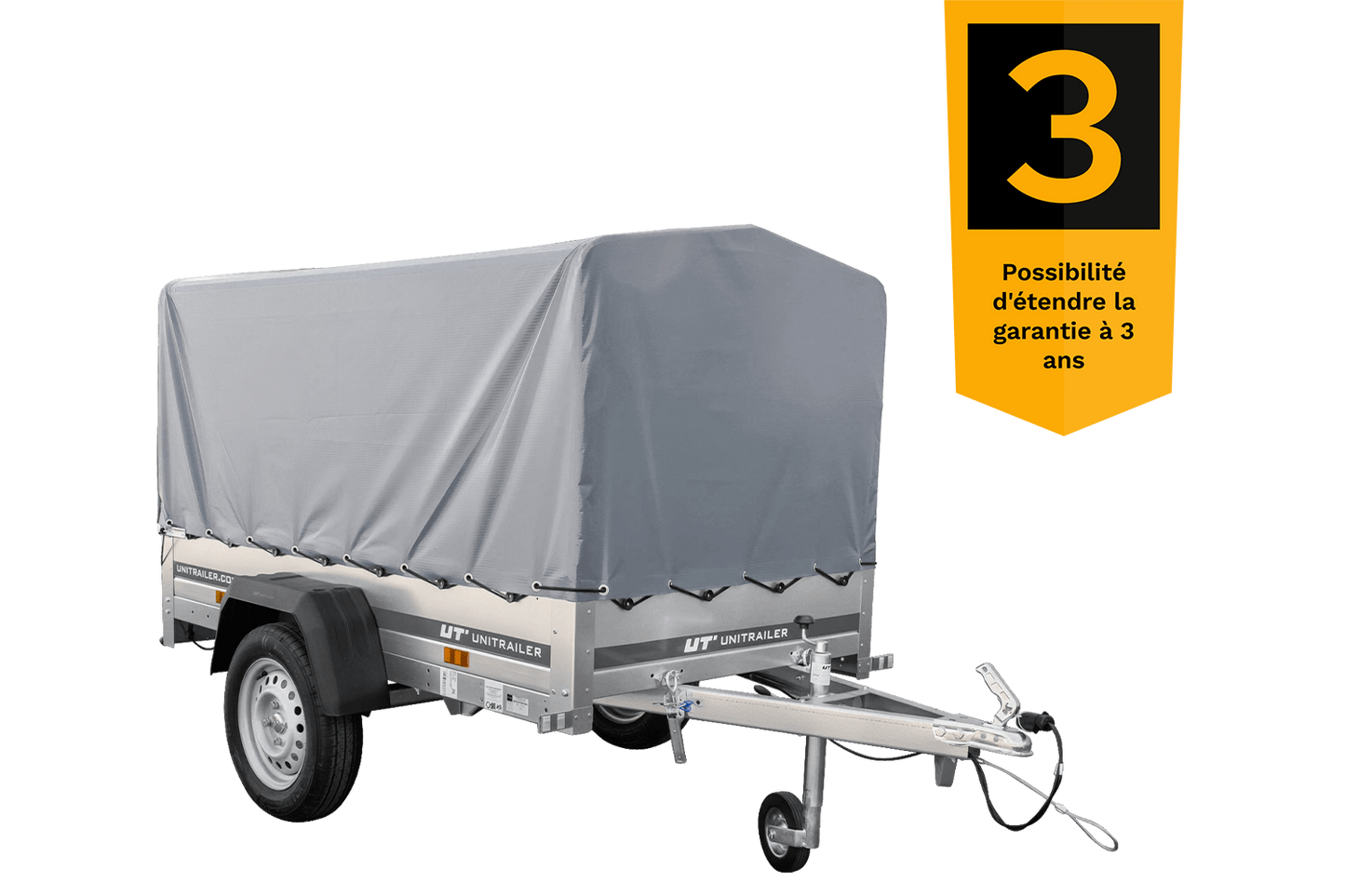 Reboque automóvel Garden Trailer 200 KIPP 200 x 106 cm com lona alta, arco e roda jockey PTAC 500 kg