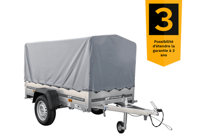 Reboque automóvel Garden Trailer 200 KIPP 200 x 106 cm com lona alta, arco e roda jockey PTAC 500 kg