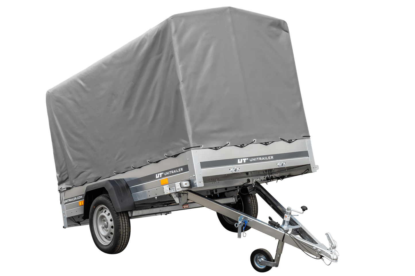 Reboque rodoviário com lona alta (110 cm), estrutura metálica (110 cm) e roda jockey 230x125 Garden Trailer 230 KIPP
