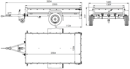 Reboque rodoviário com lona alta (110 cm), estrutura metálica (110 cm) e roda jockey 230x125 Garden Trailer 230 KIPP