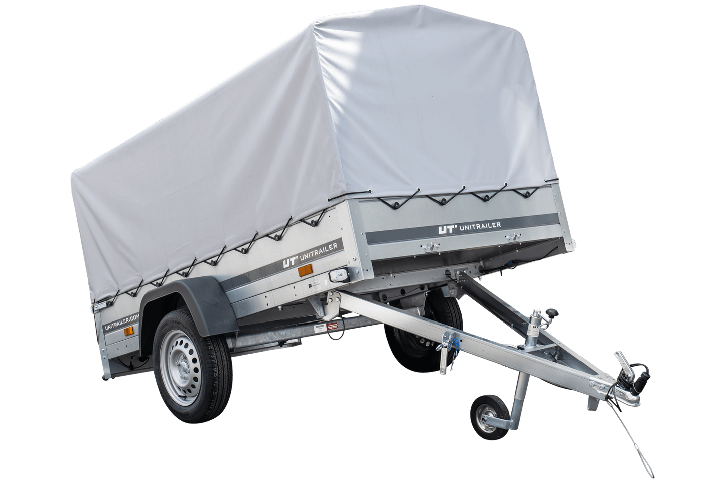 Reboque rodoviário com lona alta, arco H-800 e roda de apoio 230x125 Garden Trailer 230 KIPP