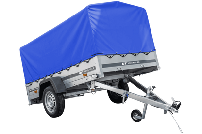 Reboque rodoviário com lona azul alta, arco H-800 e roda jockey 230x125 Garden Trailer 230 KIPP