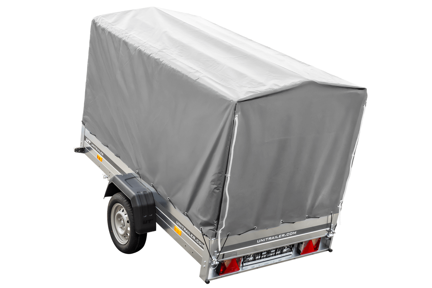 Reboque rodoviário com lona alta (110 cm), estrutura metálica (110 cm) e roda jockey 230x125 Garden Trailer 230 KIPP