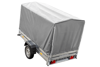 Reboque rodoviário com lona alta (110 cm), estrutura metálica (110 cm) e roda jockey 230x125 Garden Trailer 230 KIPP