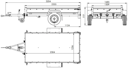 Reboque rodoviário com lona alta, arco H-800 e roda de apoio 230x125 Garden Trailer 230 KIPP