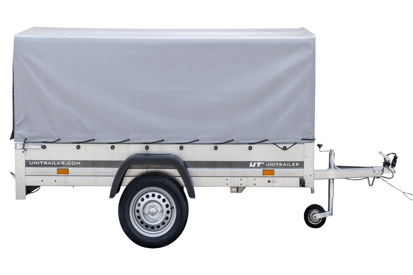 Reboque rodoviário com lona alta, arco H-800 e roda de apoio 230x125 Garden Trailer 230 KIPP