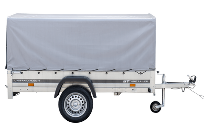 Reboque rodoviário com lona alta, arco H-800 e roda de apoio 230x125 Garden Trailer 230 KIPP