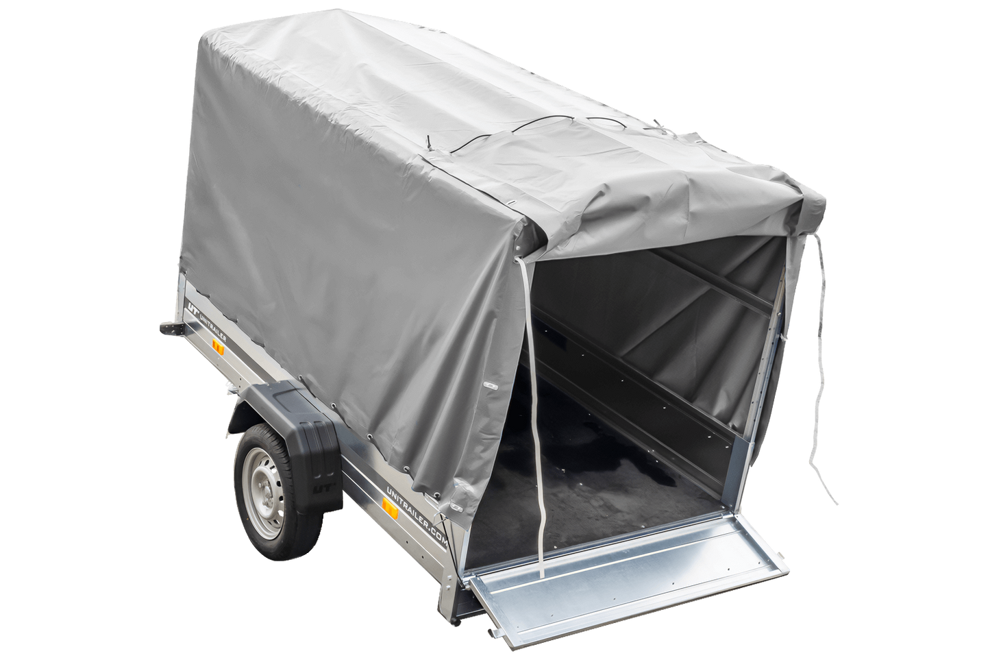 Reboque rodoviário com lona alta (110 cm), estrutura metálica (110 cm) e roda jockey 230x125 Garden Trailer 230 KIPP
