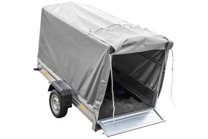 Reboque rodoviário com lona alta (110 cm), estrutura metálica (110 cm) e roda jockey 230x125 Garden Trailer 230 KIPP