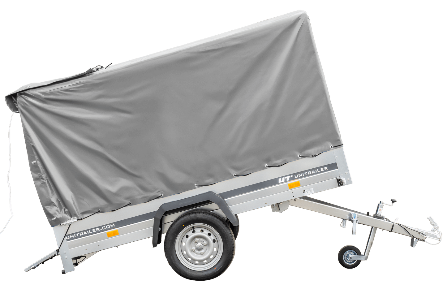 Reboque rodoviário com lona alta (110 cm), estrutura metálica (110 cm) e roda jockey 230x125 Garden Trailer 230 KIPP