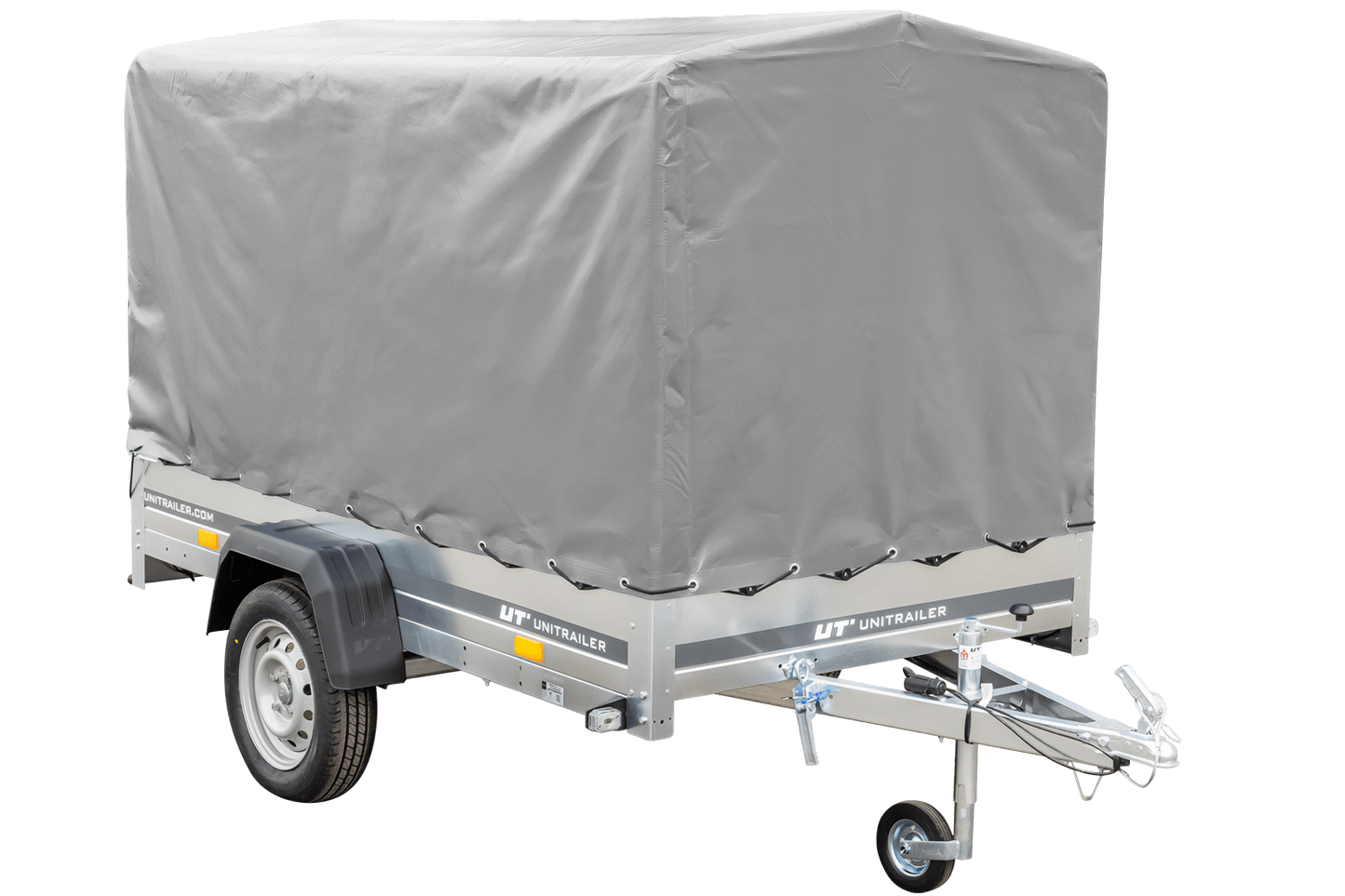 Reboque rodoviário com lona alta (110 cm), estrutura metálica (110 cm) e roda jockey 230x125 Garden Trailer 230 KIPP