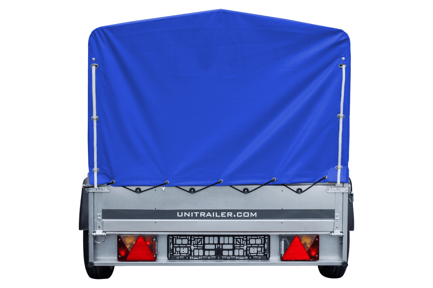 Reboque rodoviário com lona azul alta, arco H-800 e roda jockey 230x125 Garden Trailer 230 KIPP
