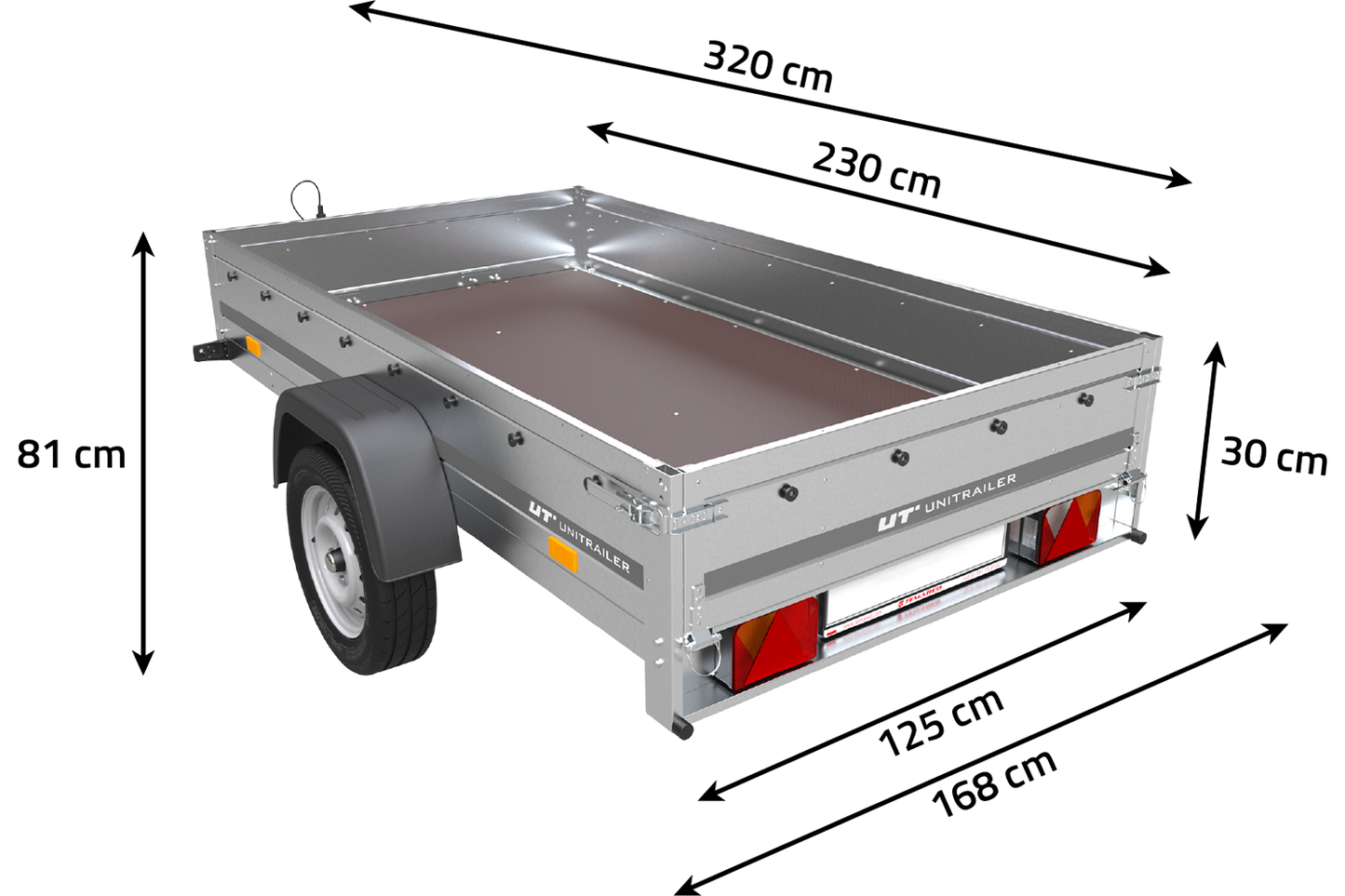 Reboque para automóvel 230 x 125 cm Garden Trailer 230 KIPP