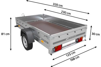 Reboque para automóvel 230 x 125 cm Garden Trailer 230 KIPP