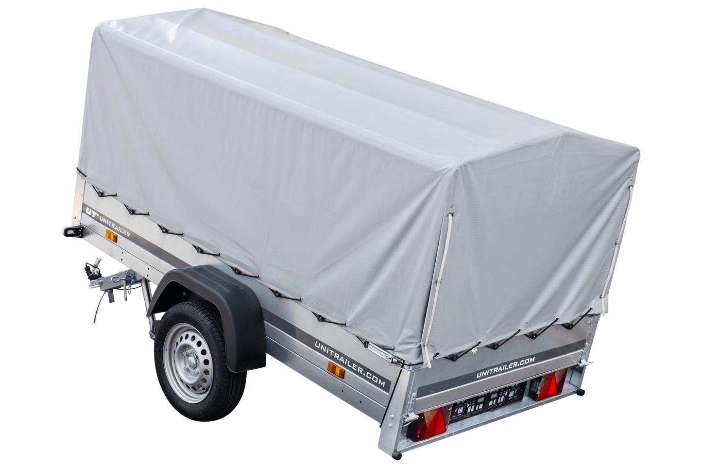 Reboque rodoviário com lona alta, arco H-800 e roda de apoio 230x125 Garden Trailer 230 KIPP