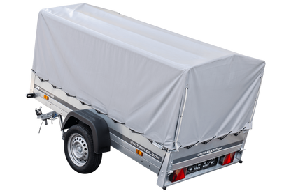 Reboque rodoviário com lona alta, arco H-800 e roda de apoio 230x125 Garden Trailer 230 KIPP
