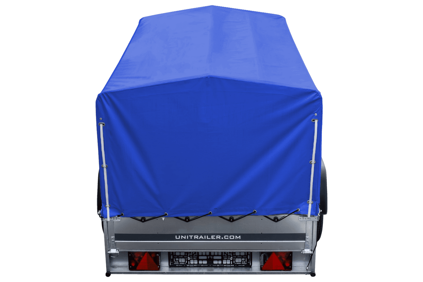 Reboque rodoviário com lona azul alta, arco H-800 e roda jockey 230x125 Garden Trailer 230 KIPP