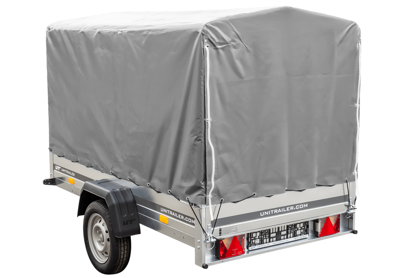 Reboque rodoviário com lona alta (110 cm), estrutura metálica (110 cm) e roda jockey 230x125 Garden Trailer 230 KIPP