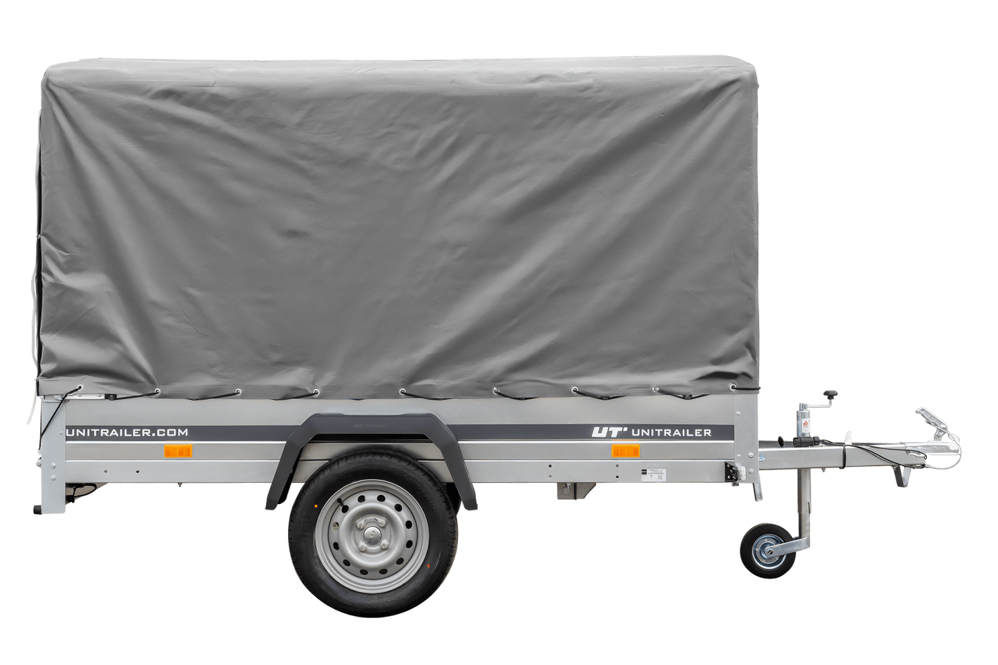 Reboque rodoviário com lona alta (110 cm), estrutura metálica (110 cm) e roda jockey 230x125 Garden Trailer 230 KIPP