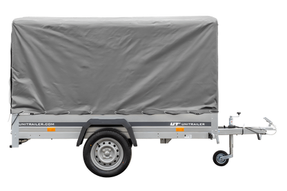 Reboque rodoviário com lona alta (110 cm), estrutura metálica (110 cm) e roda jockey 230x125 Garden Trailer 230 KIPP
