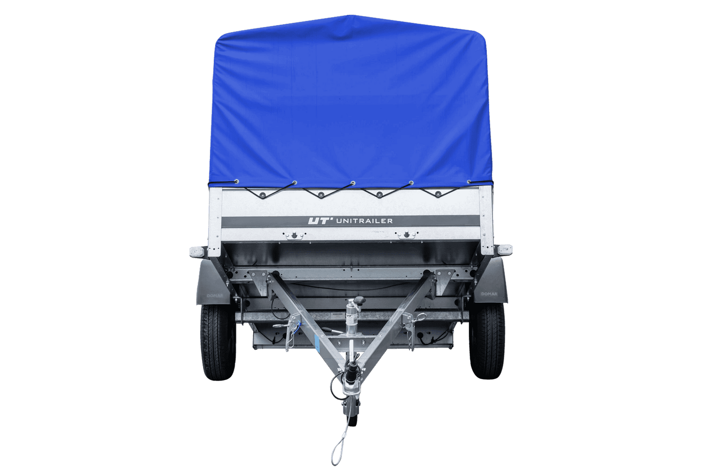 Reboque rodoviário com lona azul alta, arco H-800 e roda jockey 230x125 Garden Trailer 230 KIPP