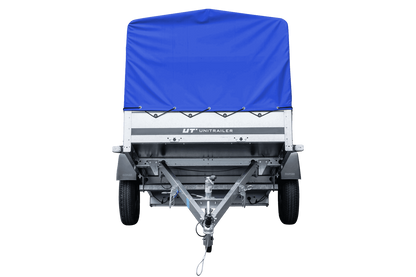 Reboque rodoviário com lona azul alta, arco H-800 e roda jockey 230x125 Garden Trailer 230 KIPP