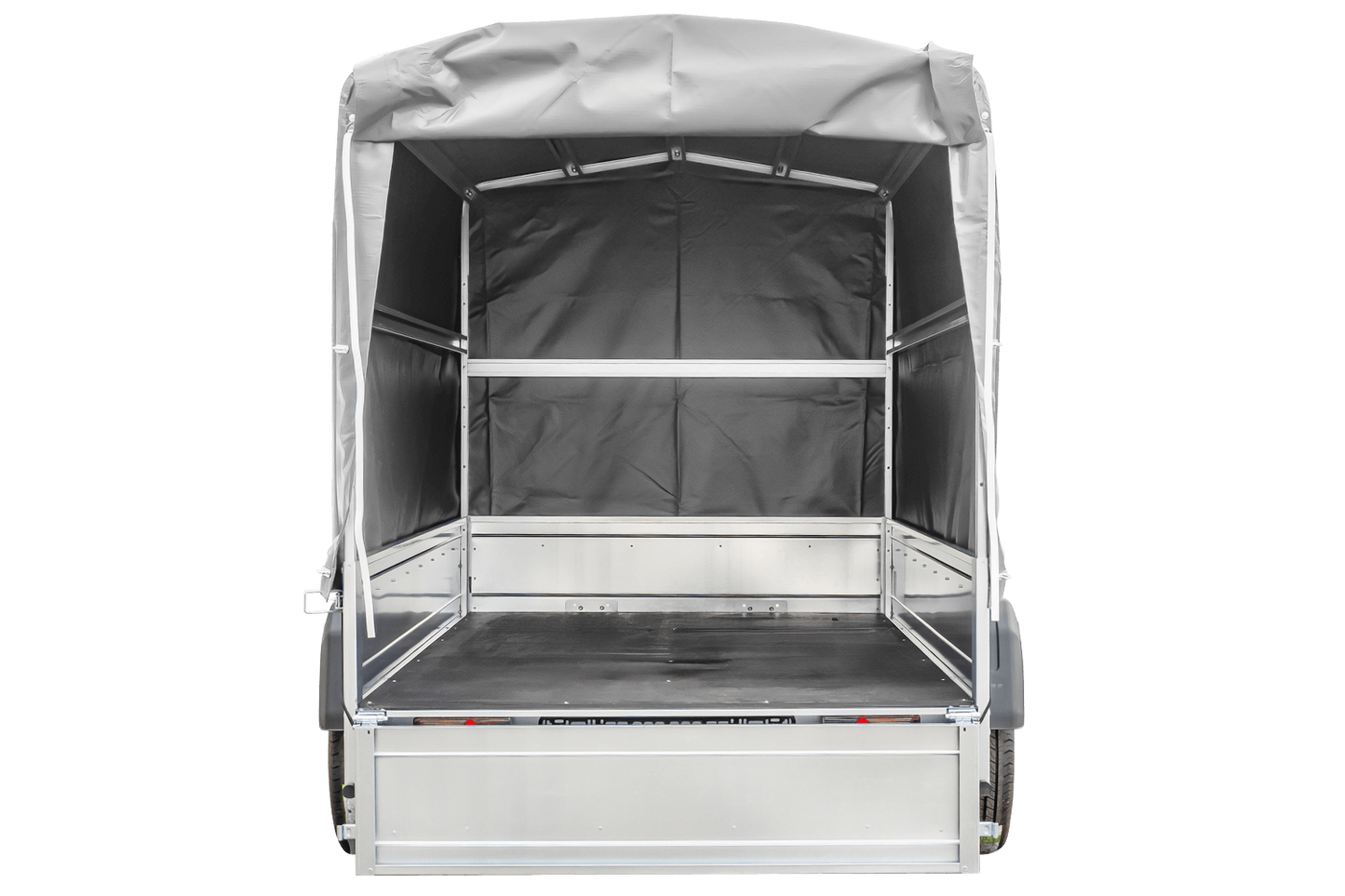 Reboque rodoviário com lona alta (110 cm), estrutura metálica (110 cm) e roda jockey 230x125 Garden Trailer 230 KIPP