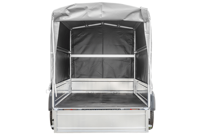 Reboque rodoviário com lona alta (110 cm), estrutura metálica (110 cm) e roda jockey 230x125 Garden Trailer 230 KIPP