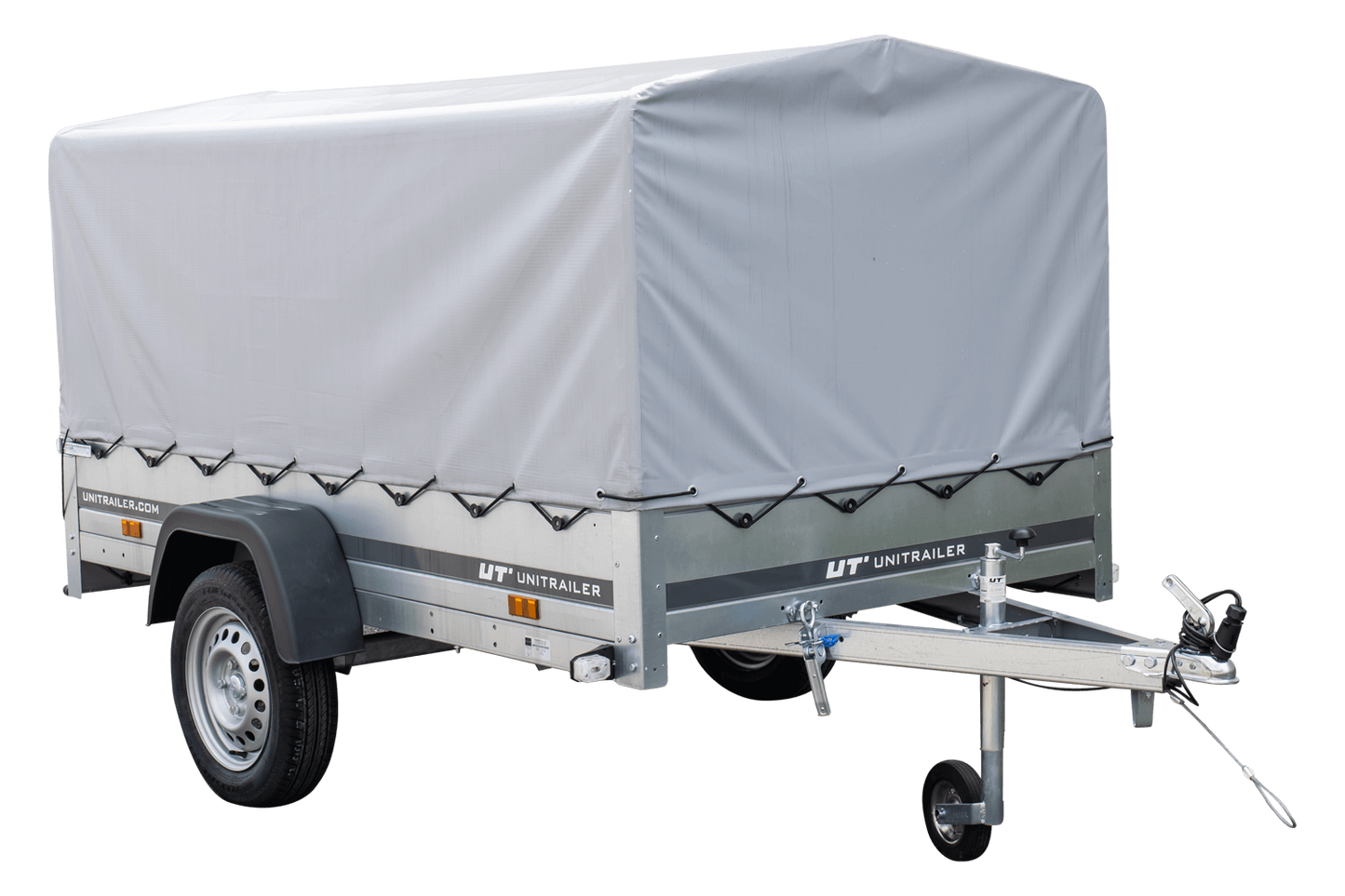 Reboque rodoviário com lona alta, arco H-800 e roda de apoio 230x125 Garden Trailer 230 KIPP